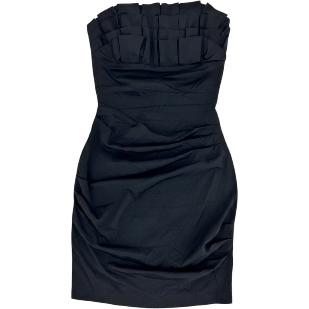 Windsor Black Strapless Ruched Mini Dress Pleated Ruffle Cocktail Size 9/10